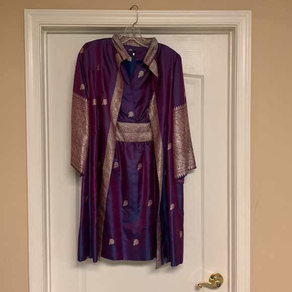 Vintage silk dress and matching coat and scarf - Picture 1 of 9